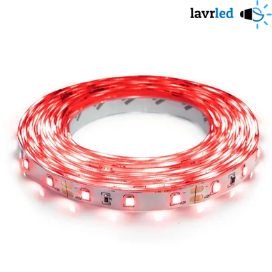 Светодиодная лента негерметичная -12V-2835/3528smd-60 led/м-бабина/5 метров-красный цвет, Красный, 12V